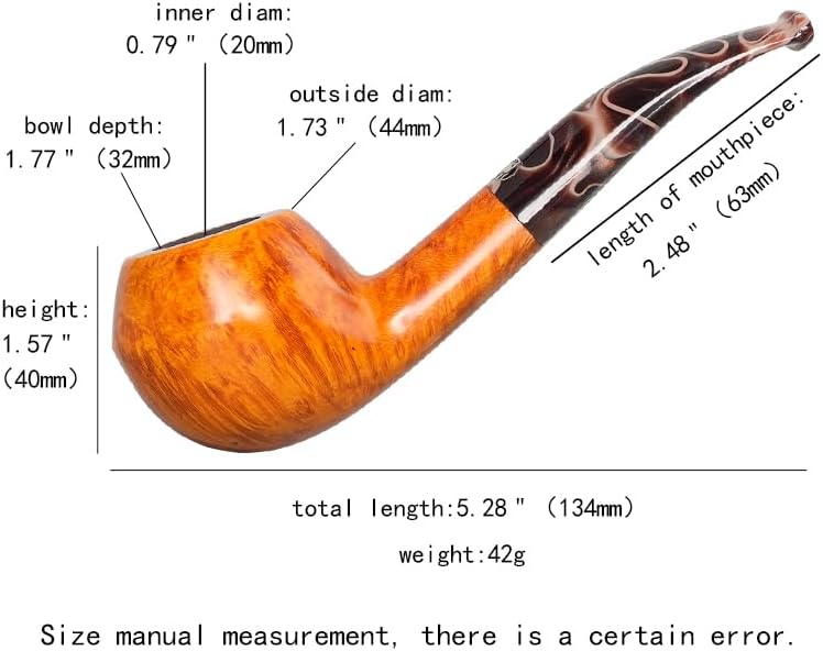 MUXIANG Tobacco Pipe Briars Material Fit 9mm Filters Handcraft Design Three Colors Available (Yellow)