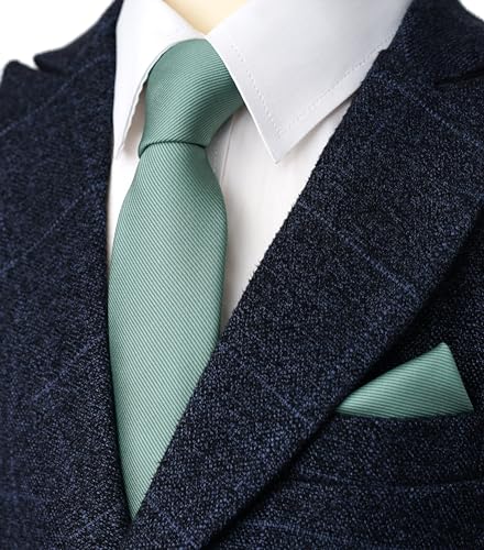 Image of Boy's Solid Tie with Pocket Square Set, Regular Necktie for Children and Kids, Self-Tied