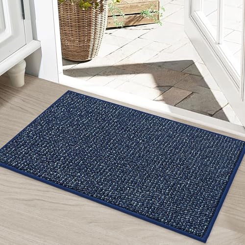 BEQHAUSE Dirt Trapper Door Mat 20' x 32', Non-Slip Washable Doormats Entrance Mat, Dirt Resistant and Absorbent Welcome Mat, Low Profile Floor Mats for Front Back Door and Entryway, Blue