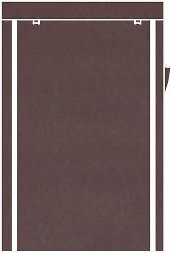 Miniatura 5 de Armario portátil con estantes y cubierta para colgar ropa, tela no tejida, rápido y fácil de montar (64 pulgadas, marrón oscuro)