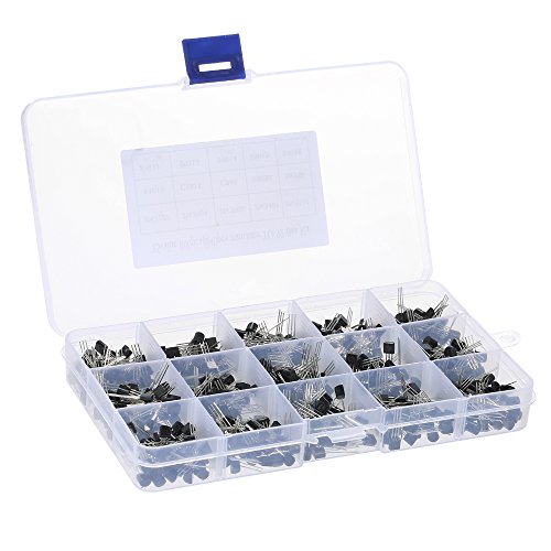 Cucudy 600pcs 15Values ​​* 40pcs TO-92 Transistors Pack Pacote de sortimento de transistor com caixa