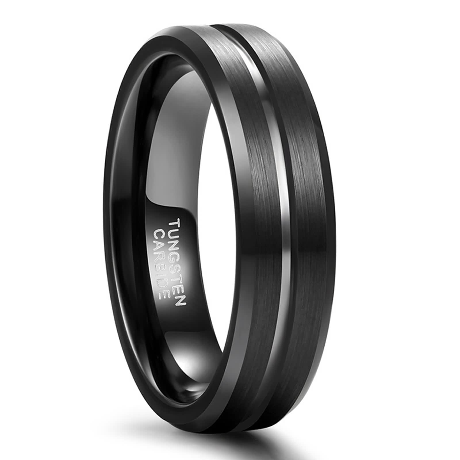 Anello di fidanzamento da uomo, scanalato, spazzolato