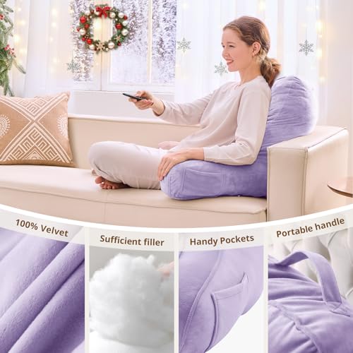 Image of Sasttie Reading Pillow for Bed, Back Pillow for Sitting Up, Lavender