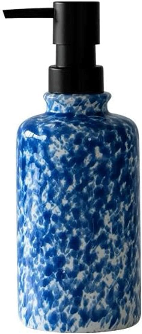 Soap bottle， Ceramic soap dispenser 360ml is suitable for kitchen and bathroom(Blue)