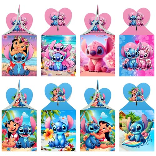 ARHAVI 12pcs Stitch Party Gift Candy Boxes Goodie Boxes, Stitch Party Supplies for Kids Birthday Decorations