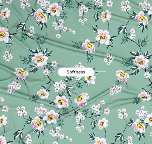 Image of HOMEKART 3D Printed 144 Tc Microfiber Double Bedsheet with 2 King Size Pillow Covers Breathable | Wrinklfree | Summer | Topsheet (Green Flowral Cricle Print, 90 x 90 Inches)