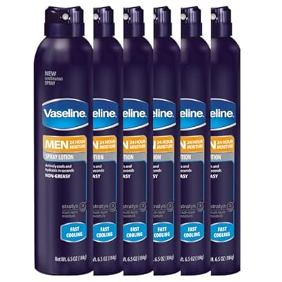 Vaseline Men Spray Lotion, Fast Cooling, 6.5 Ounce - pack of 6