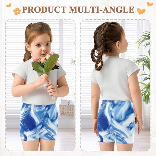 Joisal Abstract Brush Strokes Blue Toddler Biker Shorts Girls Cotton Shorts Under Dress Cartoon 4t Summer Outfits4