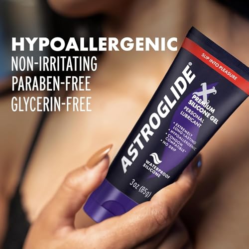 Image of Astroglide Silicone Lube (3oz), X Premium Gel Personal Lubricant, No Drip Stay-Put, Lube for Men, Women and Couples, Waterproof for Water Play