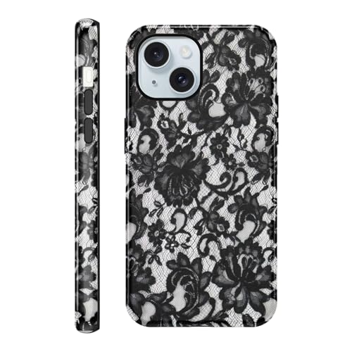 Knrlqim Cover per iPhone 15 6,1', Lace Aesthetic Disegni Motivo Estetica per Ragazze Uomo, Sottile Morbido Silicone TPU Antiurto Protettiva Custodia Case per iPhone15, Lace