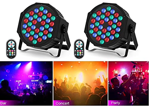2PCS 36 Par LED Projecteurs LED RVB DMX Phare par lampes intégrée avec et Lampes avec de scène avec télécommande 7 modes d'éclairage pour DJ Disco Bars,DJ,Concerts,Halloween,Noël