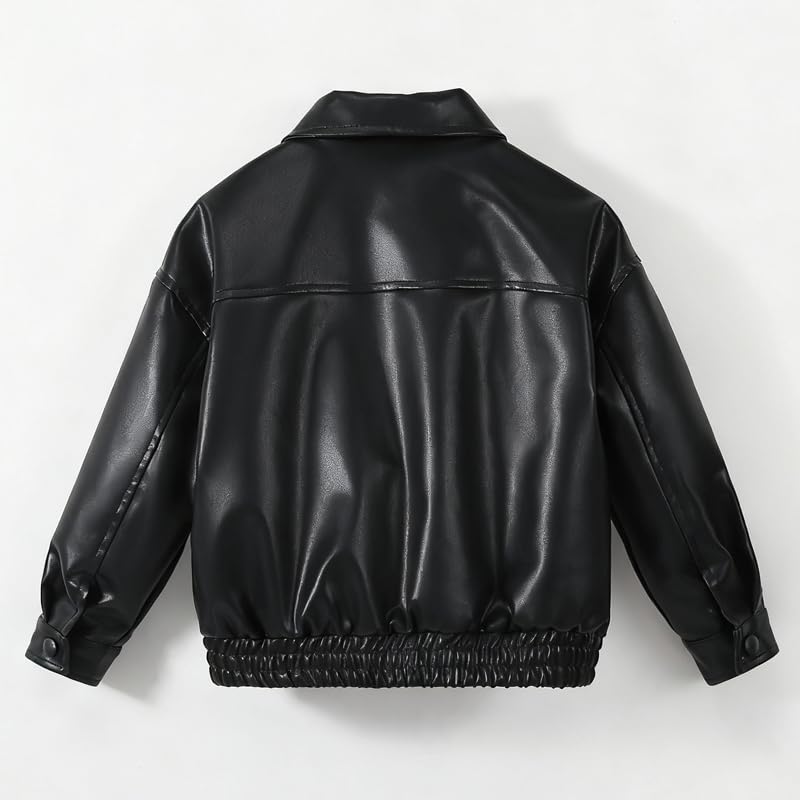 Boys Girls Motorcycle Faux Leather Jackets Toddler Kids' Coat Outerwear with Pocket2