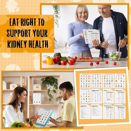 Image of Sinload 12 Pcs Kidney Friendly Food List Poster Kidney Diet Chart Guide for Healthy Diet Kitchen
