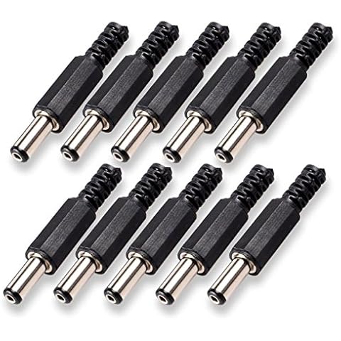 HTTX 10-Pack 5.5mm x 2.5mm DC Socket Male Barrel Jack, Solder On DIY Custom Power Plug Adapter Cover