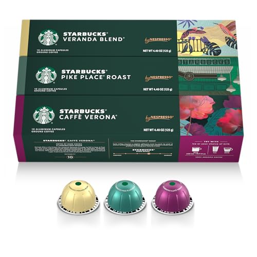 Image of Starbucks by Nespresso Vertuo, Blonde, Medium, and Dark Roast Variety Pack Coffee, 30-count Coffee Pods, Brews 7.8 oz.