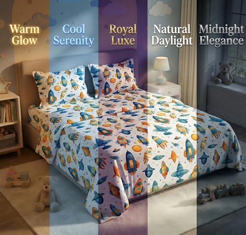 Image of HOMEKART 7D Printed Double Bedsheet 220 GSM | Soft Cotton Bed Sheet with 2 Pillow Covers | Cute 7D Design for Kids & Couples | Size 90 x 100 Inches (Pearl)