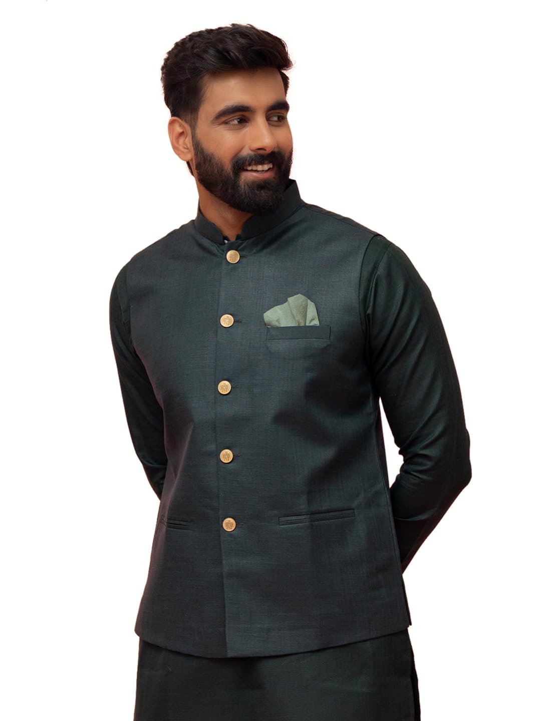 Men Solid Nehru Jacket Ethnic Festive Traditional Waistcoat Cotton, Regular Fit-image-8
