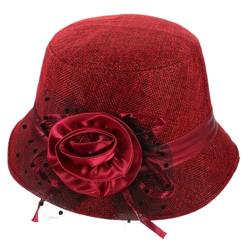 TOVINANNA Trendy Hat for Girls Warm Knitted Lace Basin Hat Beanie Cap Casual Warm Beanie Fashionable Red