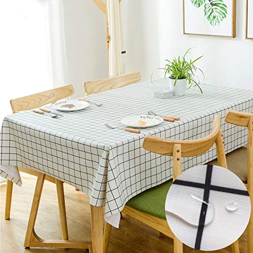 Qucover Mantel Mesa Resinado Antimanchas Impermeable Nórdico Moderno de Plástico PVC de Hule Rectangular Blanco140 x 220cm para Cocina Comedor