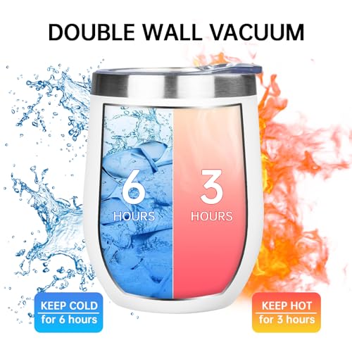 Image of MEZMUT 12oz Insulated Wine Tumbler with Lid Double Wall Vacuum Stainless Steel Wine Glass Coffee Mug Insulated Tumbler Cup for Champaign, Cocktail, Beer (White,4 Pack)