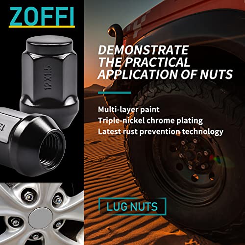 ZOFFI M12 x 1,5 schwarze Acorn Seat Radmuttern passend für die meisten Ford Fiesta Focus Fusion Alufelgen – 20Stück-Pack solide geschlossene M12 x 1,5 Radmuttern