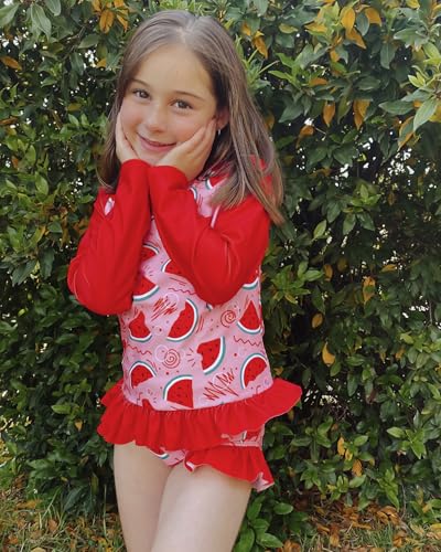 Image of BFUSTYLE Girls Swimsuit 3 Pieces Rash Guard Kids Long Sleeves Bathing Suit 3-8 Years Sun Proction Swimwear Tankini