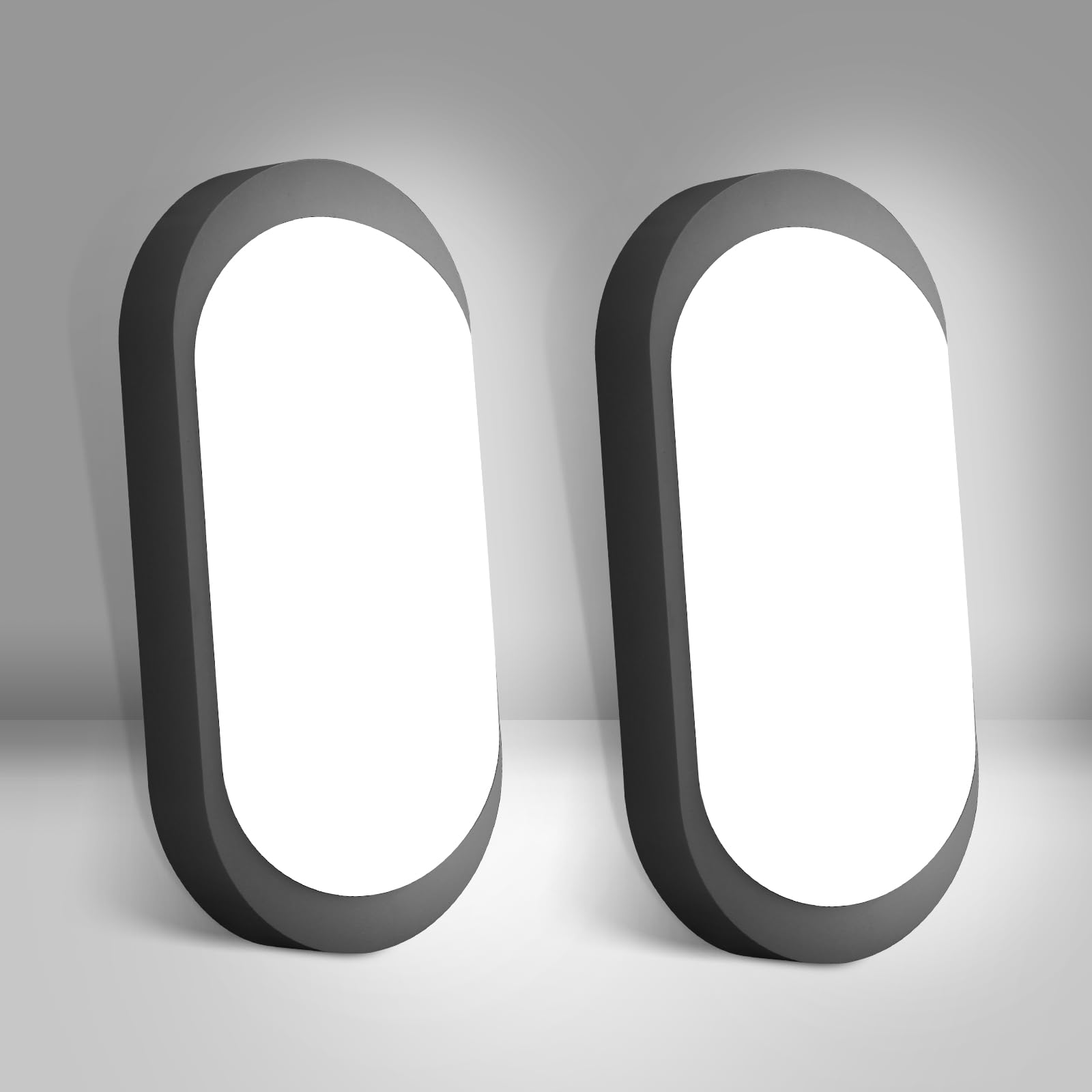 IEGLED 2 Stück Kellerlampe LED 18W, IP65 Wasserdicht Wandleuchte, 1710LM Feuchtraumleuchte Schwarz,LED Kellerleuchte, für Flur Keller Garten Badzimmer Außenwand, Deckenlampe mit Neturalweiß 4000K