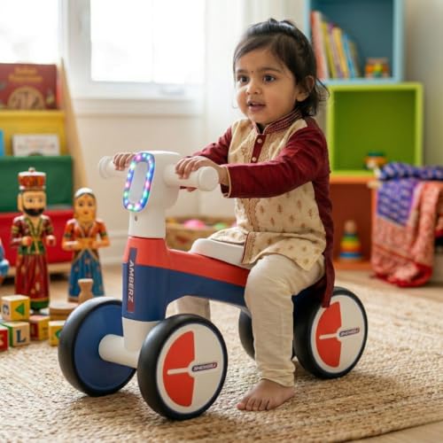 Image of Glider Max Toddler Ride-On Balance Bike 1-3 Years | Musical Kids Balancing Bike with LED Lights | Safe & Stable Indoor Ride-On Toy for Boys & Girls | 20 kg Max Load |Blue & Red |KB-021|.