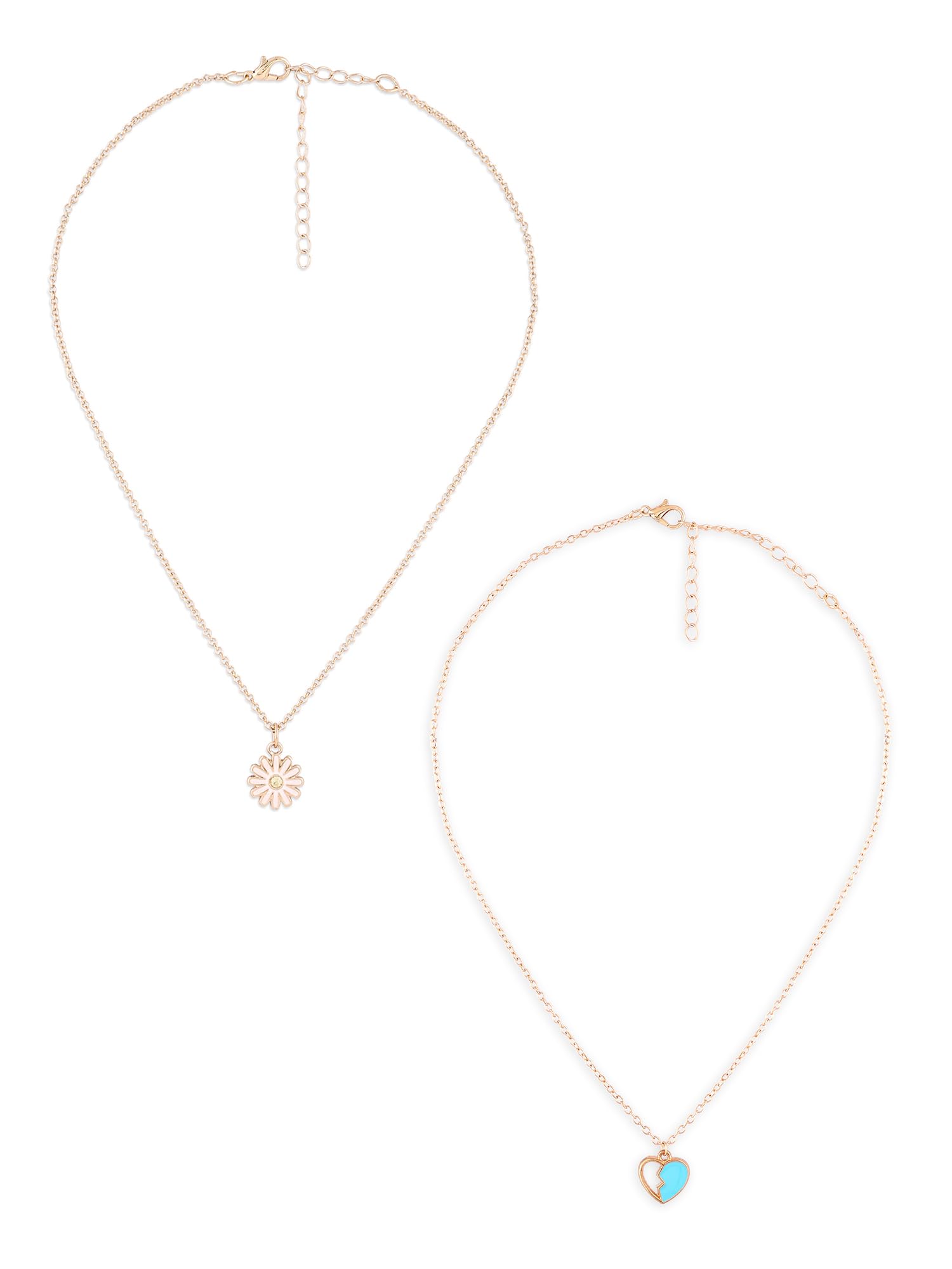 ZAVERI PEARLS Set Of 2 Turquoise Blue & White Enamel Contemporary Tiny Heart Pendant & Chain For Women-ZPFK16880 (B0CLJK4WMT) Amazon Price History, Amazon Price Tracker