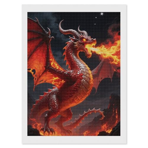 Kit peinture diamant 5D dragon strass carrés décoration maison loisirs créatifs