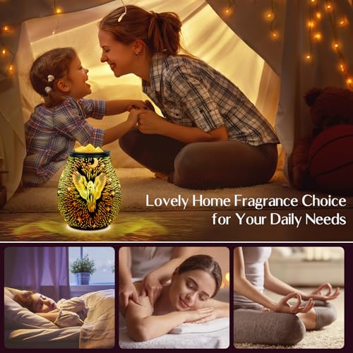 EQUSUPRO Wax Melt Warmer Wax Melter Wax Burner for Scented Wax Melts Electric Fragrance Warmer for Wax Cubes & Tarts, Vivid 3D Design 7 Colors LED Light Gift & Decor for Home Office (3D Angel)