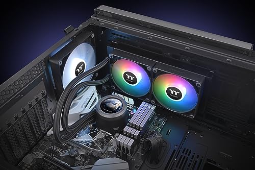 Thermaltake TH240 V2 Ultra ARGB Sync Refroidissement liquide AIO 240 mm – Écran LCD 2,1" 480x480, 2x CT120 ARGB PWM, TT RGB Plus 2.0, Intel LGA1700 et AMD AM5/AM4, Noir