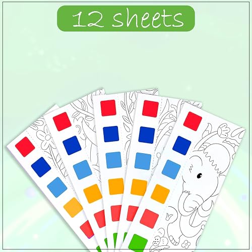 Image of GLUN Watercolour Painting Notepad Pack of 5 for Kids, 12 Different Pages, Water Painting Notepad with Water Colour Patches & Painting Brush, 5 Different Theme Painting Note Pad