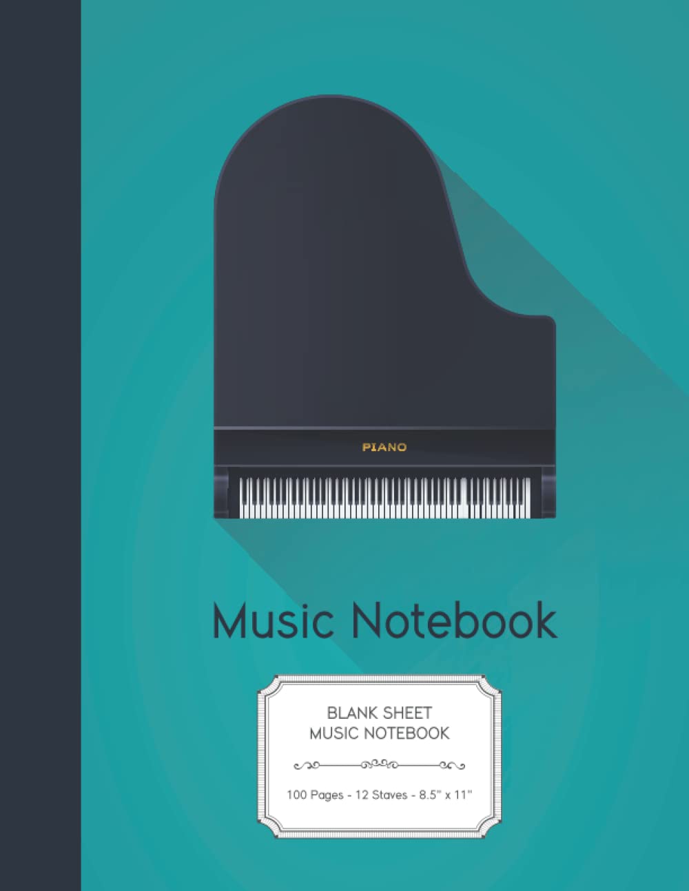 Cahier de musique grand format A4 avec 100 pages et 12 portées pour cours