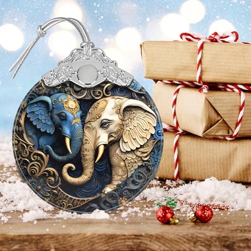 Éléphant de Noël en verre teinté suspension sapin originale