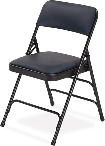 EventStable TitanPRO - Silla plegable de metal, color azul marino, asiento acolchado de tela, silla plegable acolchada, sillas plegables cómodas,