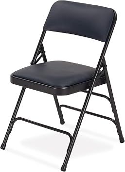 EventStable TitanPRO Navy Metal Folding Chair - Vinyl Padded Seat - Cushioned Folding Chair - Durable Comfortable Folding Chairs - Fold up Chairs for Inside Residential Commercial Parties - 4 Pack