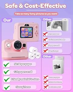 Dylanto Kids Camera Instant Print, 1080P Kids Instant Cameras that Print Photos, Christmas Birthday Gifts for Girls Age 3-12,Portable Toy for 3 4 5 6 7 8 9 10 Year Old Girls Boys Pink — photo 6 of 6