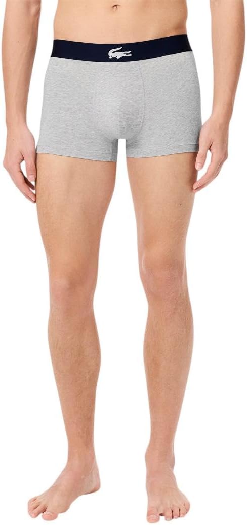 Lacoste mens Cotton Stretch Diagonal Print Trunks, 3-pack - Image 5