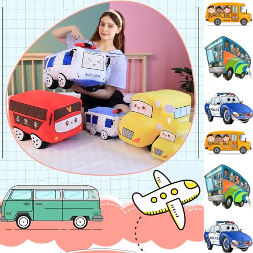 Image of ELAINREN Simulation Red Bus Plush Toy Realistic 3D Public Car Stuffed Gifts Cartoon Bus Shape Plushie Pillow /28x18x15cm