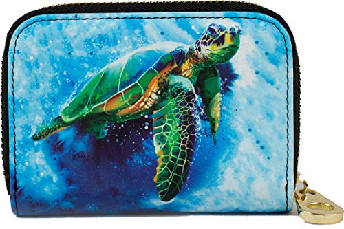 Fig Designs RFID Secure Armored Zipper Wallet - Sea Turtle, 4.5x3x1