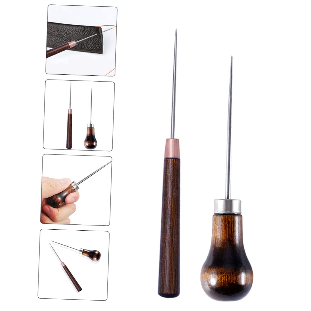 2pcs Stitching Awls Handle for DIY Sewing Projects Leather Prickers for Crafting Upholstery and Tent Repair
