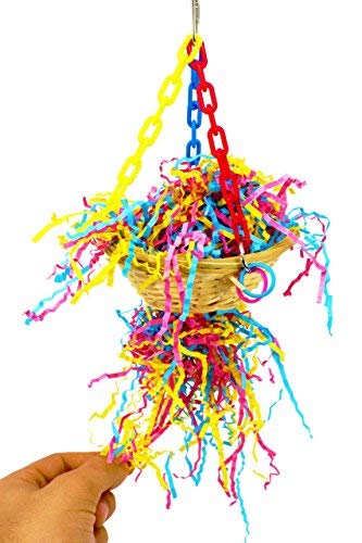 Bonka Bird Toys 1615 Shred Basket Swing Cage Toy Cages Foraging Parrot Parakeet Cockatiel Conure Birds Rope Little Nesting Perch Aviary Pet Swings Play Gym