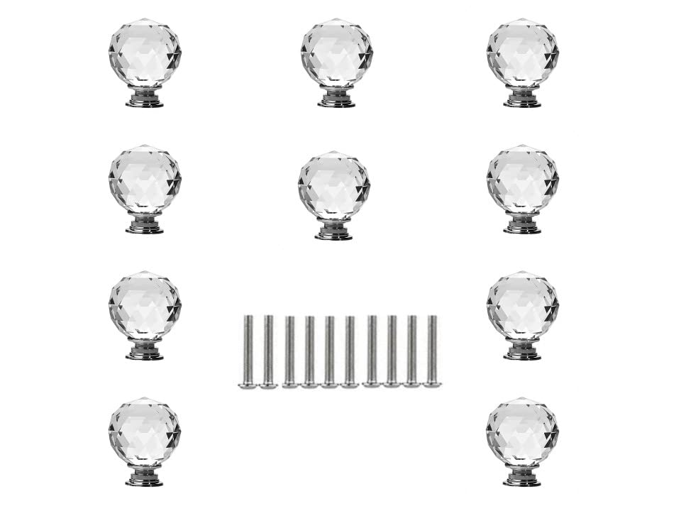 JP Hardware Clear Glass Crystal Shape Cabinet knobs - Pack of 10, Polished Finish (Round Chrome 30mm) (B0BXCYWM2L) Amazon Price History, Amazon Price Tracker