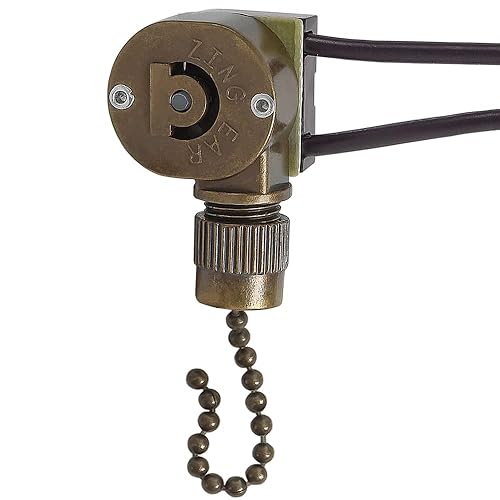 Miniatura 8 de Zing Ear ZE-109M - Interruptor de cable de cadena para ventiladores de techo, lámparas y luces de pared, interruptor de cadena de tracción de latón