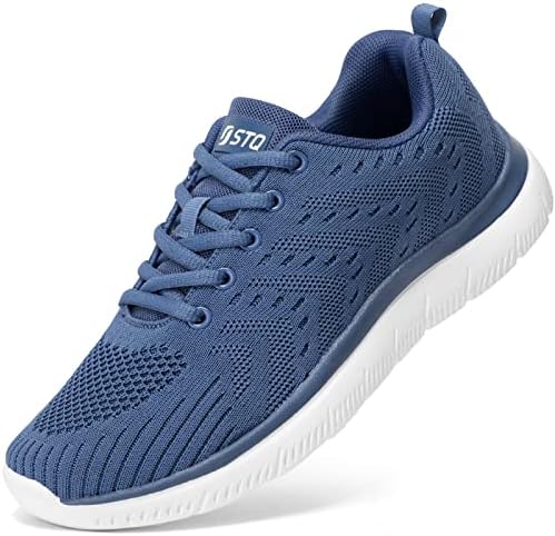 STQ Women's Fashion Sneakers Lightweight Mesh Athletic Tennis Sports Walking Shoes with Memory Foam Denim Blue US 6