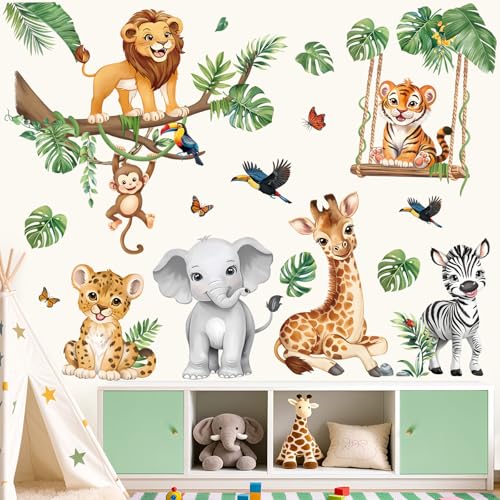 decalmile Safari Animals Jungle Tree Branch Leaves Wall Decals Stickers by decalmile - Used condition - Image 2