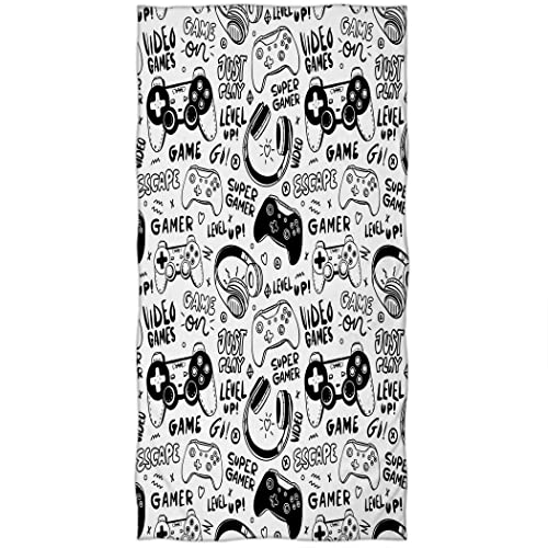 Violetpos Serviette de bain, casque vidéo, console de jeu, peinte à la main, 70 cm x 140 cm, serviette de plage Cover