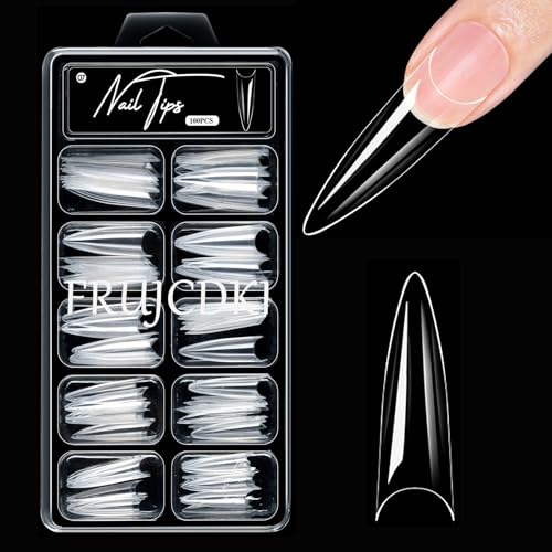 FRUJCDKI Short Coffin Nail Tips, 100 Pcs Acrylic Half Cover Nail Tips Coffin, No C Curve Gel Tips Short, Nail Extension Tips for Beginner and Professional 12 Sizes (Style 7)