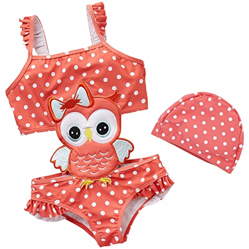 Maillot de bain une pièce filles 1-8 ans motif animal et bonnet bébé
